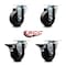 Service Caster 3.5'' Hard Rubber Wheel Swivel Top Plate Caster Set with 2 Posi Brakes, 4PK SCC-20S3514-HRS-2-PLB-2 - alternate 2